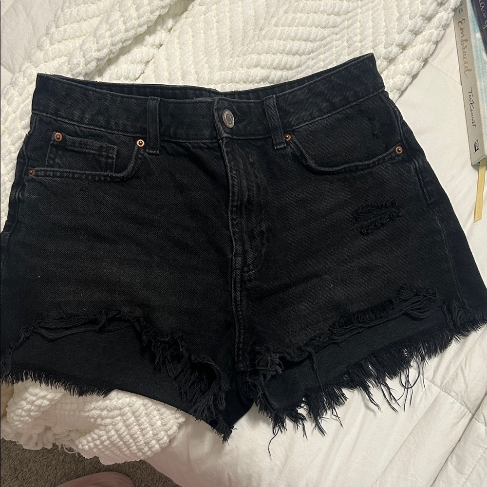 Primark Black Frayed Jean Shorts